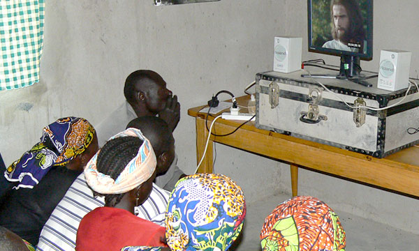 Group watching JESUS film